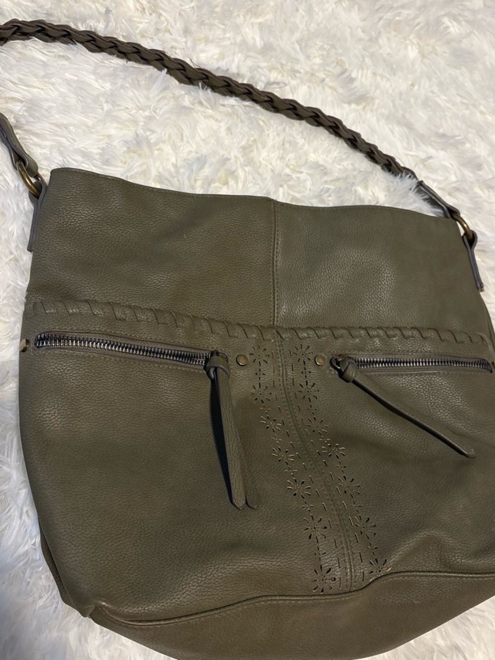 Sonoma Olive Green Braided-Strap Shoulder Bag
